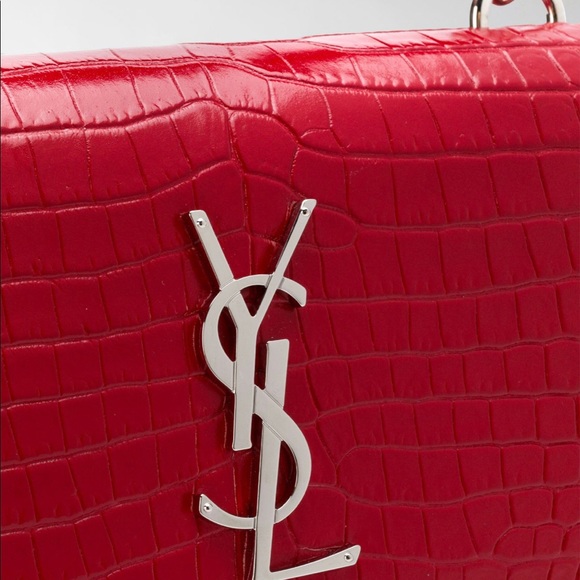 YSL Saint-Laurent Sunset Wallet on Chain Red Croc - Picture 7 of 10